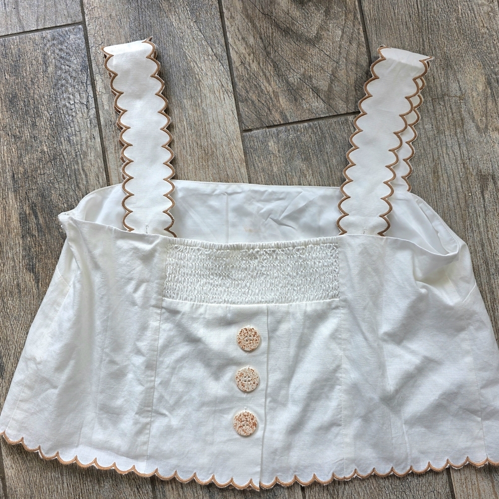 Tuckernuck White Camisole with Scalloped Trim - Picture 2 of 8